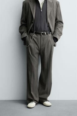 HERRINGBONE FLARE FIT TROUSERS