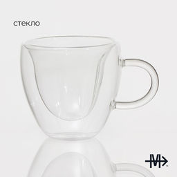 Кружка с двойными стенками Magistro Сердце, 250 мл, стекло, прозрачная