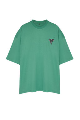 Yesil Oversize Buyuk Beden Hayvan Nak?sl? %100 Pamuk T-Shirt TMNSS24BF00025 - Trendyolmilla фото 7