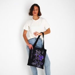 Сумка шопер Аниме 35х0.5х40 см, отд без молнии, без подклада, чёрная - Nazamok фото 8