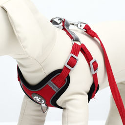 Комплект Sport+, S, поводок 120 x 1,5 см, ОШ 39-41 см , ОГ 44-48 см, вес животного 7-13 кг, красный - Пижон фото 6