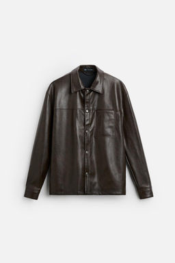 WASHED LEATHER EFFECT OVERSHIRT - Zara фото 5