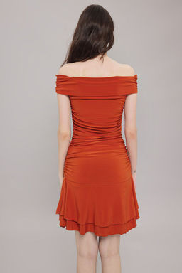 Siyah Carmen Yaka Vucuda Oturan Etegi F?rf?rl? Mini Esnek Orme Elbise TWOSS25EL00225 - Trendyolmilla фото 12