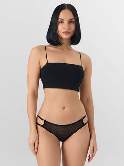 Цена за 2 штуки! Трусы бразилиана женские с вырезами в боковых частях черные