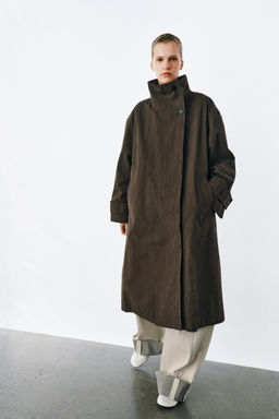 ZW COLLECTION OVERSIZE CHECK TRENCH COAT