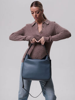 Сумка кожаная на плечо Azaro 30925 серый