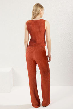 Ekru Dokulu Fitted/Vucuda Oturan Baglama Detayl? Esnek Orme Bluz TWOSS25BZ00123 - Trendyolmilla фото 11