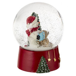 Фигурка декоративная "Дед Мороз/Снеговик/Медвежонок" в стекл шаре, L9 W8 H10 см, 3в.