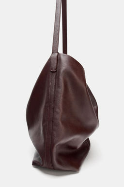 DOUBLE COMPARTMENT LEATHER BUCKET BAG - Zara фото 12