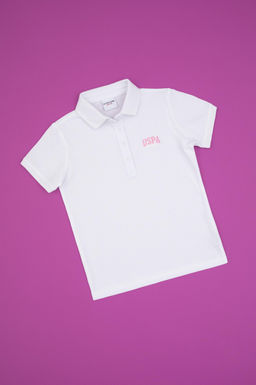 K_z _ocuk Beyaz Polo Yaka Ti__rt