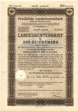Облигация 4,5% 200 рейхсмарок 1937 года Германия