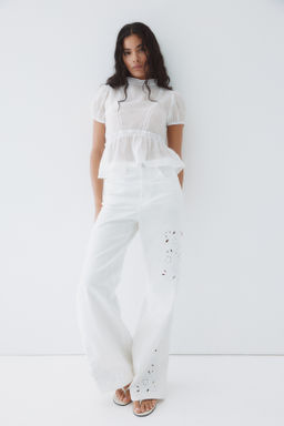 Blusa con inserciones de encaje y peplum - H&m фото 3