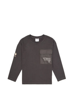 Erkek _ocuk Gri Bisiklet Yaka S_prem Sweatshirt