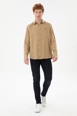 Мужская рубашка цвета хаки с длинным рукавом - U.s. polo assn фото 4