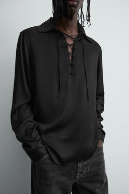 FLOWING POLO SHIRT WITH DRAWSTRING - Zara фото 5