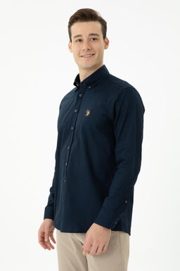U. S. Polo Assn / Мужская темно-синяя базовая рубашка с длинным рукавом - U.s. polo assn фото 10