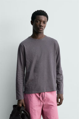 CAMISETA JACQUARD RAYAS / Marino