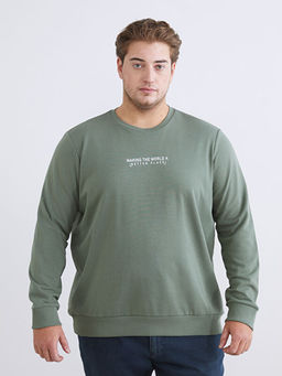 Bisiklet Yaka Bask?l? Erkek Sweatshirt