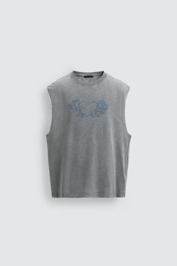 CAMISETA TANK RELAXED FIT ESTAMPADOS / Gris