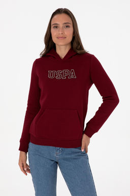 Kad_n Bordo _ardonlu Kap__onlu Basic Sweatshirt