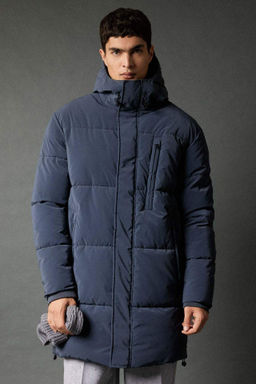 Kapusonlu Sisme Mont Parka Suni Kurk Astarl? Fermuarl? Cepli - Defacto фото 2