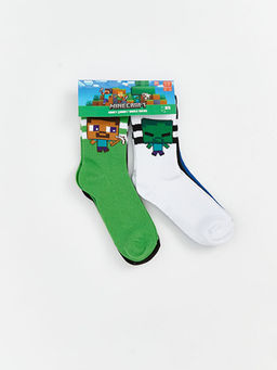 Minecraft Desenli Erkek ?ocuk Soket ?orap 2li