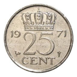 Монета 25 центов 1971 года Нидерланды