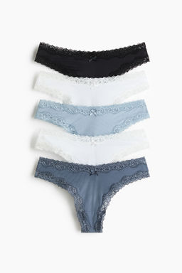 Pack de 5 bragas Brazilian de microfibra y encaje