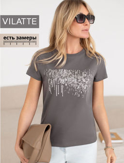 Нарядная футболка с принтом из премиального хлопка с эластаном