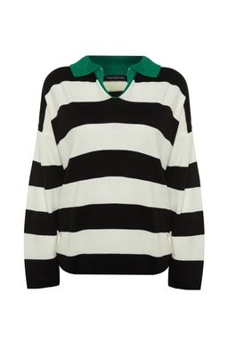 Yesil Genis Kal?p Cizgili Triko Kazak TWOAW23KZ00008 - Trendyolmilla фото 8