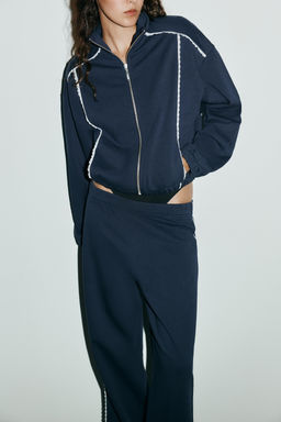 WIDE PLUSH TROUSERS WITH LACE - Zara фото 4