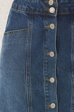 TRENDYOLMILLA Mavi Onden Dugmeli Dikis Detayl? Normal Bel Mini Denim Etek TWOSS25ET00004  фото 3