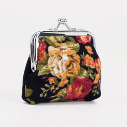 Цена за 2 шт. Кошелёк- монетница на фермуаре, 9×1.5×7 см, с цветочным принтом, чёрный