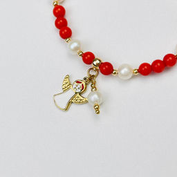 Браслет из Коралла и Жемчуга с подвеской Ангел - Радуга самоцветов фото 3