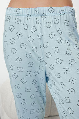 Trendyolmilla Mavi %100 Pamuklu Ay?c?kl? Orme Pijama Tak?m? THMAW25PT00131 фото 4