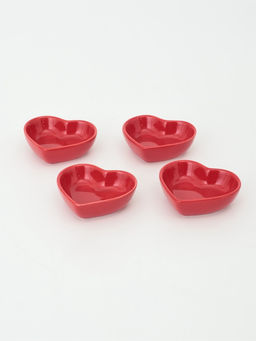 Соусники «Сердце», 7.8×7.2×2.5 см, набор 4 шт., керамика, красные