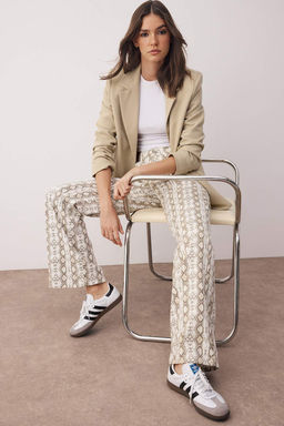 Cok Renkli Animal Y?lan Desenli Yuksek Bel Wide Leg Jeans TWOAW26JE00136 - Trendyolmilla фото 2