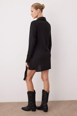 Kahverengi Aksesuar Detayl? Kruvaze K?sa / Mini Dokuma Elbise TWOSS25EL00923 - Trendyolmilla фото 7