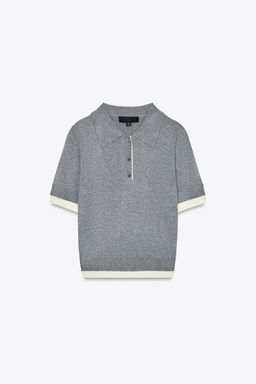 CONTRAST KNIT POLO TOP - Zara фото 3