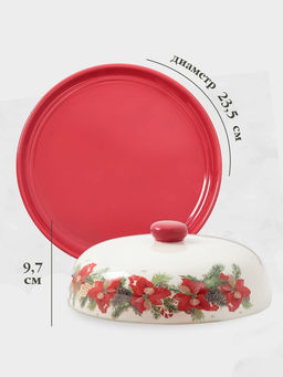 Блинница Доляна «Новогоднее настроение», 23.5×9.7 см, доломит, белая