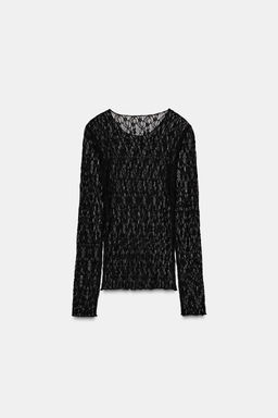 TOP MANGA LARGA ENCAJE / Negro - Zara фото 5