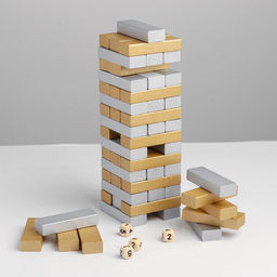 Головоломка дженга Золото-серебро 8830 см