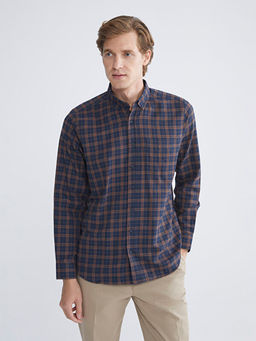 Regular Fit Uzun Kollu Ekose Gabardin Erkek G?mlek