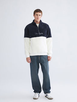 Dik Yaka Uzun Kollu Pel?? Erkek Sweatshirt