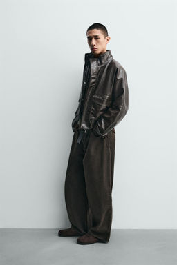 CAZADORA  CROPPED FIT EFECTO PIEL / Marr?n - Zara фото 4