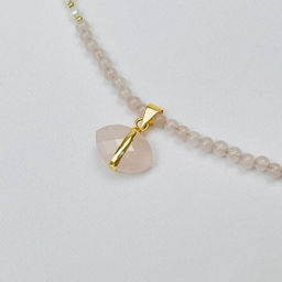 Колье из Розового кварца и Жемчуга 43 см +