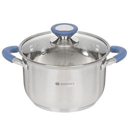 Кастрюля нерж СИЕНА 2,9л со стекл крышкой силикон/ручки SD-A93-18 (352051) /DANIKS/  фото 2
