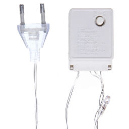 Цена за 2шт. Гирлянда для дома 2,5м 24 лампы LED прозрач.пров.,8 реж, IP-20, Красный