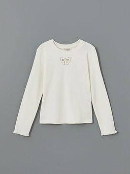 Bisiklet Yaka Ta? Bask?l? K?z ?ocuk Ti??rt