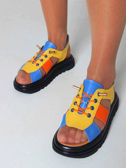 Босоножки 2029.2525bl. Желтый синий оранжевый
